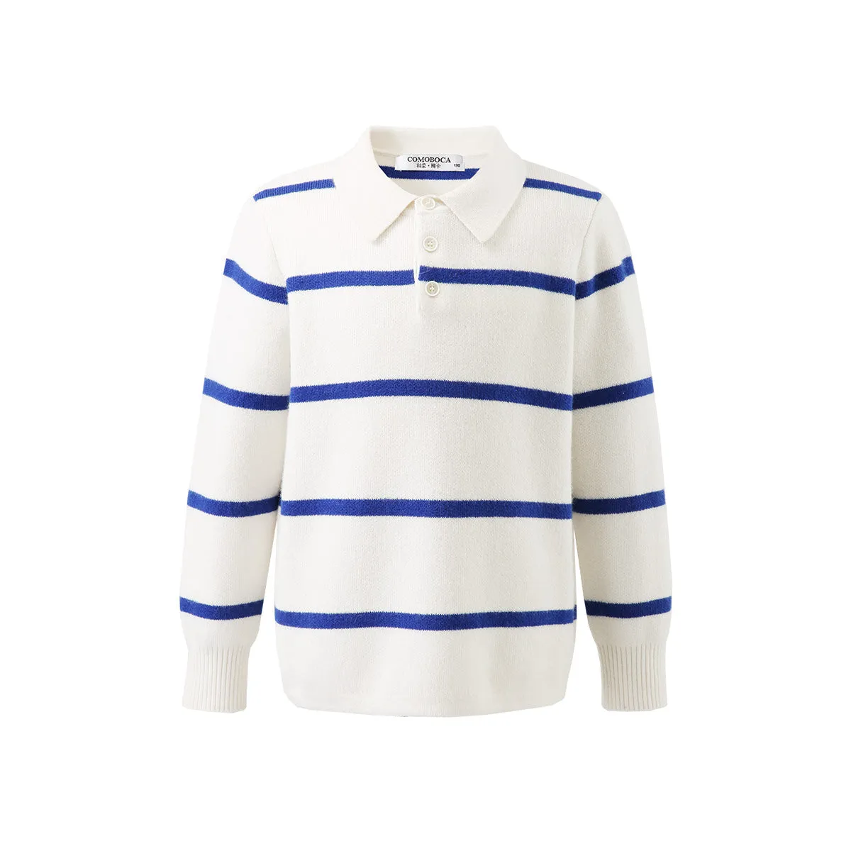 100% Wool Kids Polo Collar Striped Sweater