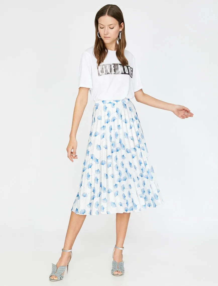 11986 Blue Floral Midi Skirt