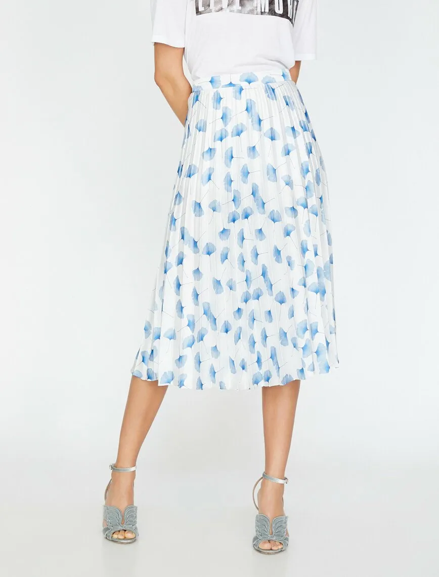 11986 Blue Floral Midi Skirt