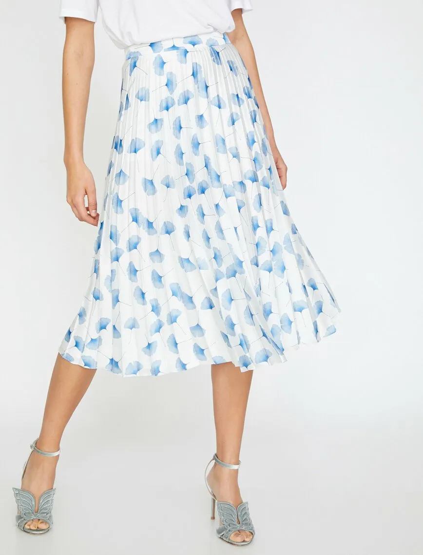 11986 Blue Floral Midi Skirt