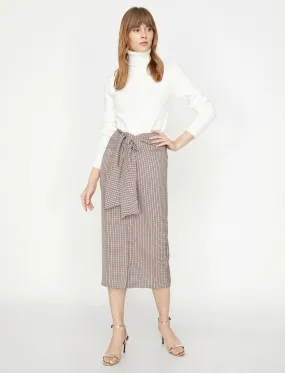 12306 Red Check Midi Skirt