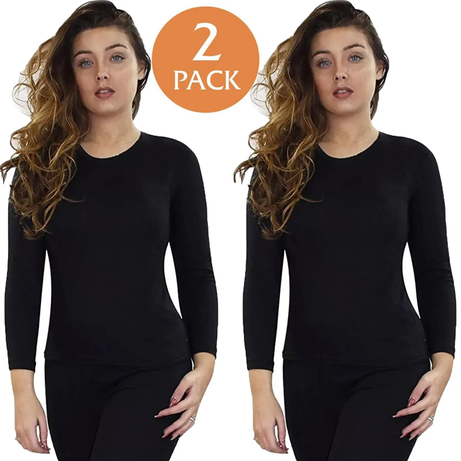 2 Pack Womens Long Sleeve Thermal Top