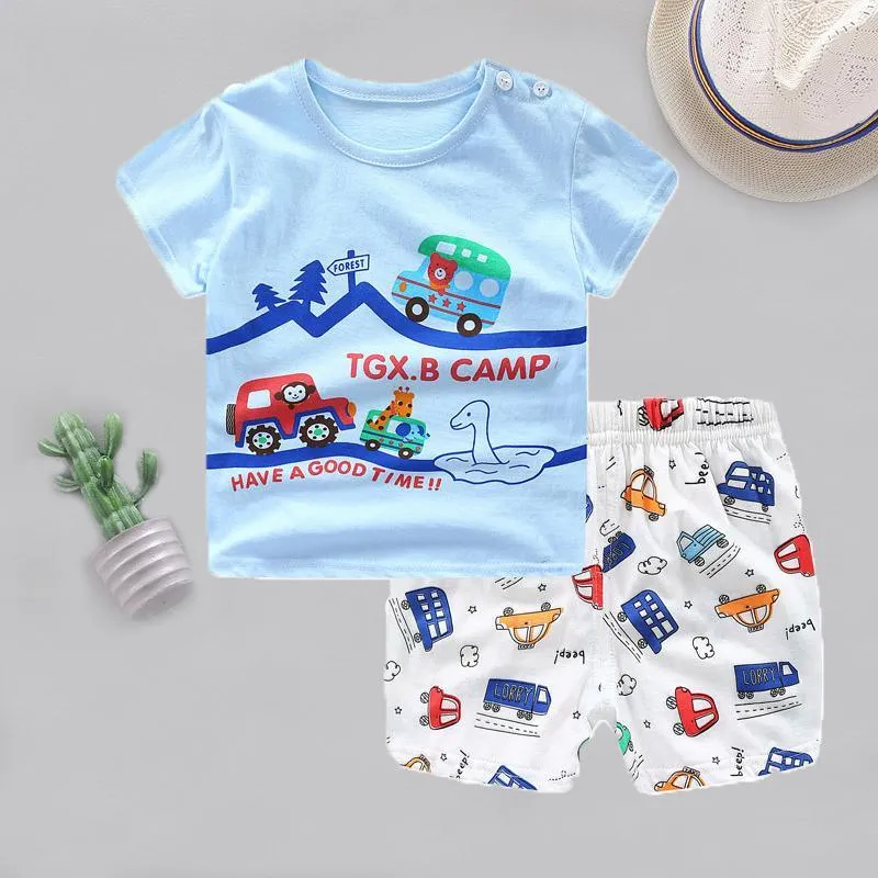 2-piece Cartoon Design T-shirt & Shorts for Children Boy