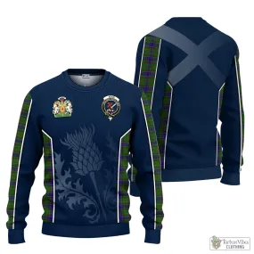 Adam Tartan Knitted Sweatshirt with Family Crest and Scottish Thistle Vibes Sport Style