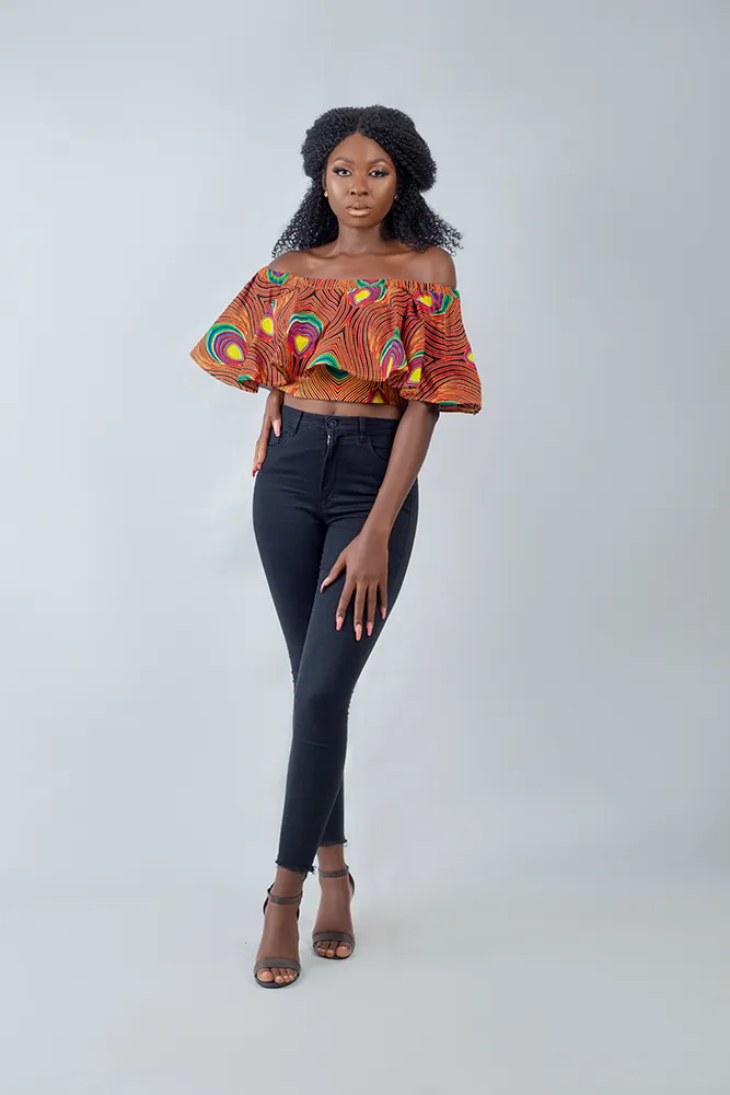 African Print Achol Crop Top