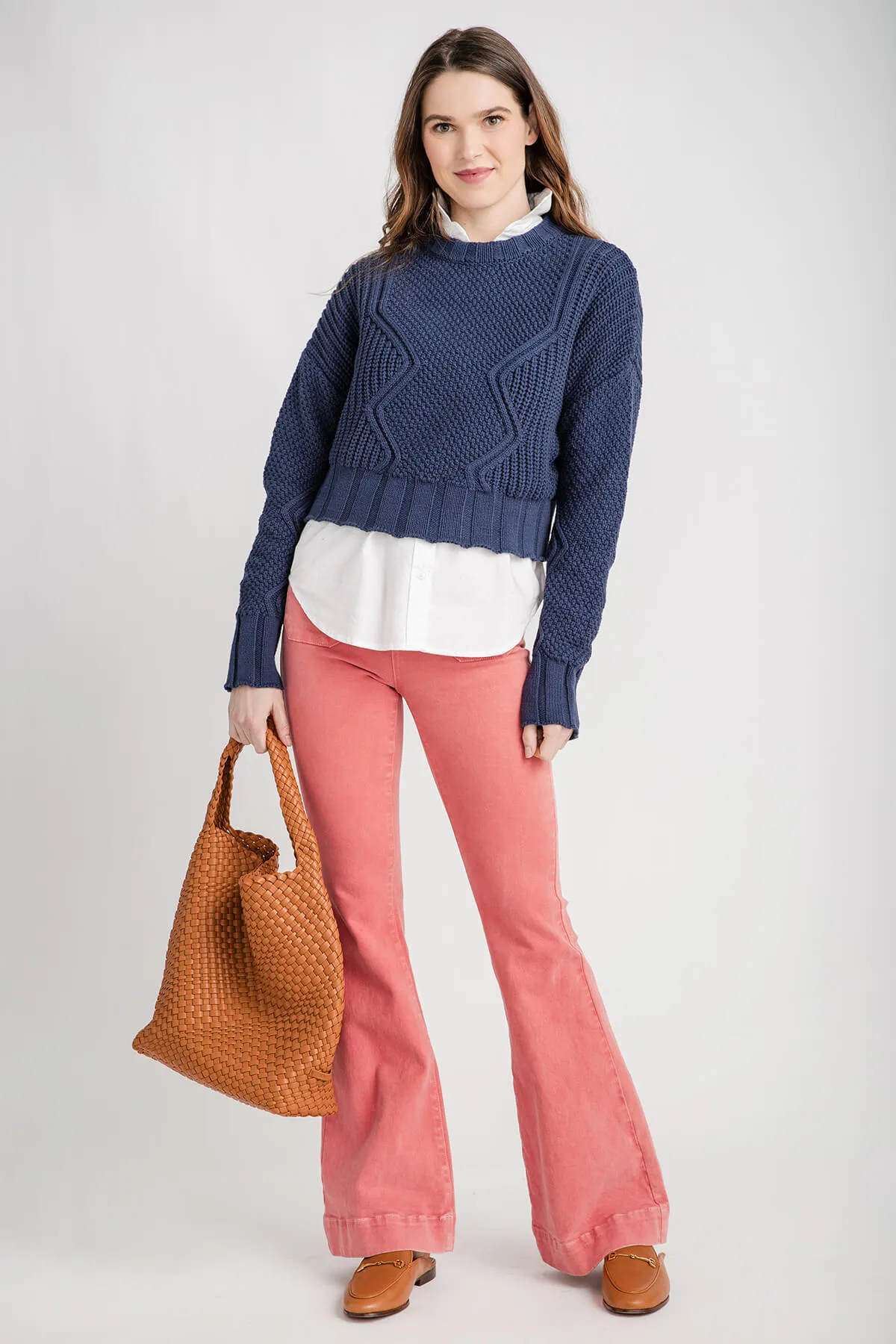 All Row Cotton Cable Sweater