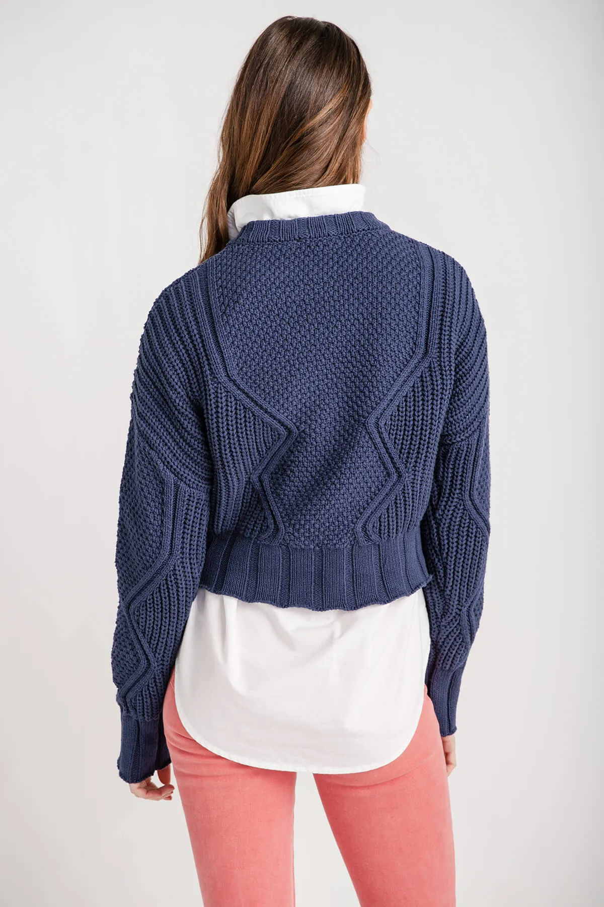 All Row Cotton Cable Sweater