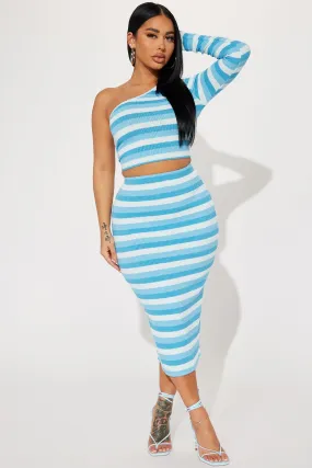 Always Remember Striped Skirt Set - Blue/combo