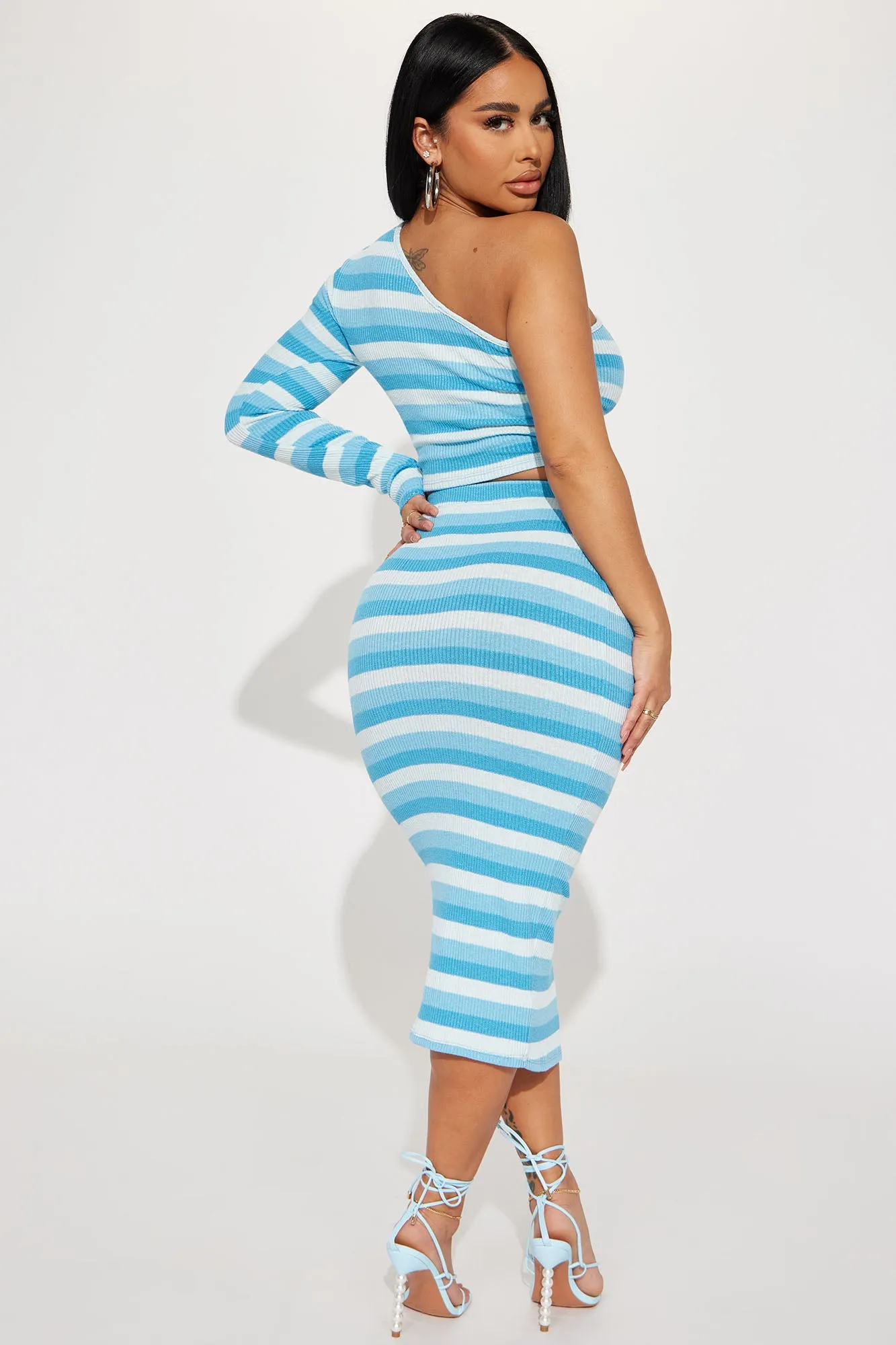 Always Remember Striped Skirt Set - Blue/combo