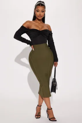 Amber Bandage Midi Skirt - Olive