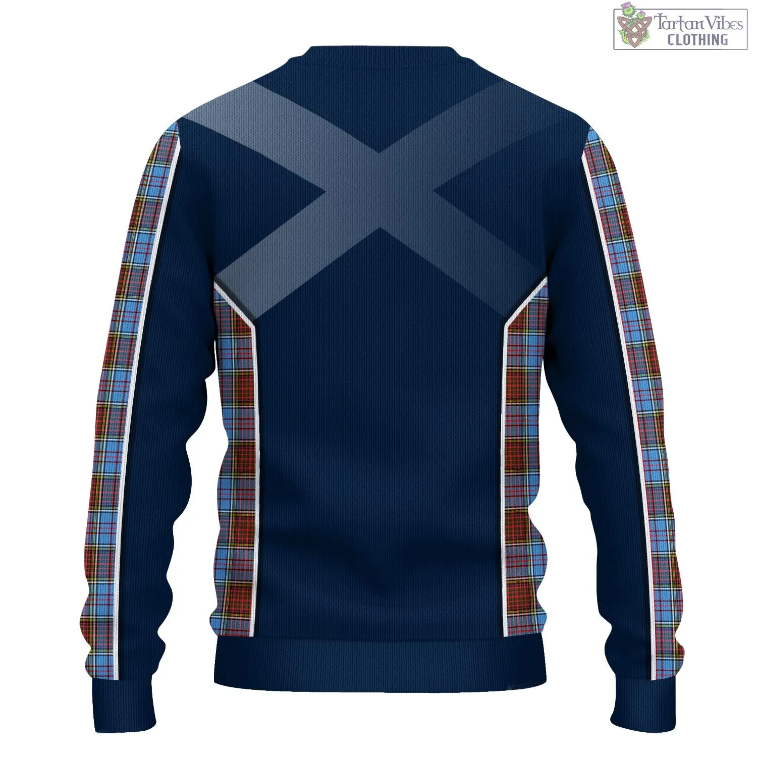 Anderson Modern Tartan Knitted Sweatshirt with Family Crest and Scottish Thistle Vibes Sport Style