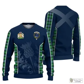 Arbuthnot Ancient Tartan Knitted Sweatshirt with Family Crest and Scottish Thistle Vibes Sport Style