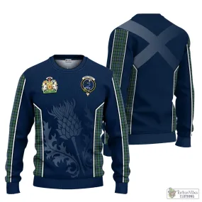 Arbuthnot Tartan Knitted Sweatshirt with Family Crest and Scottish Thistle Vibes Sport Style