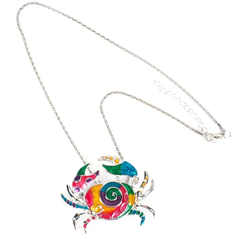 Artsy Crab Enamel Pendant Necklace