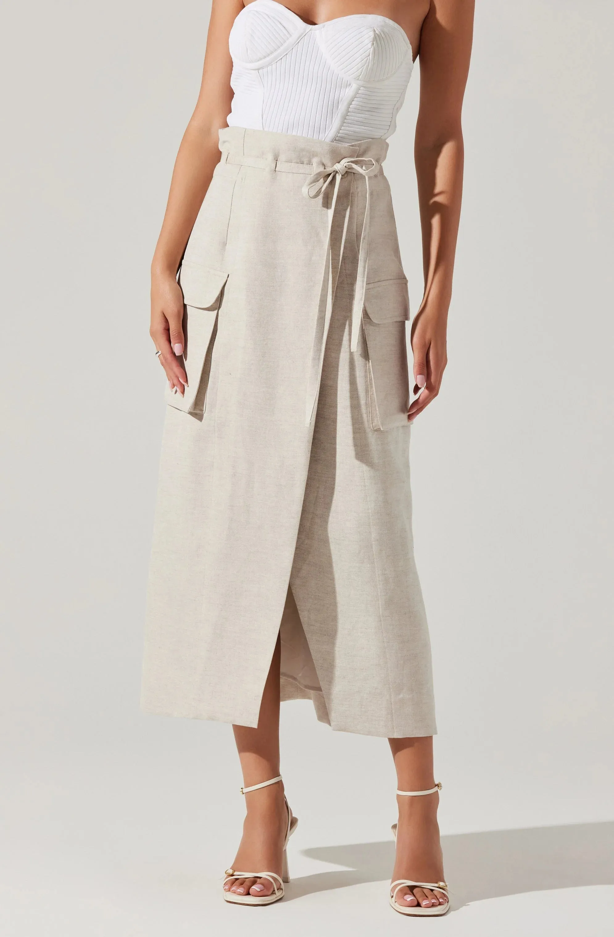 ASTR THE LABEL - NARA WRAP FRONT MIDI SKIRT