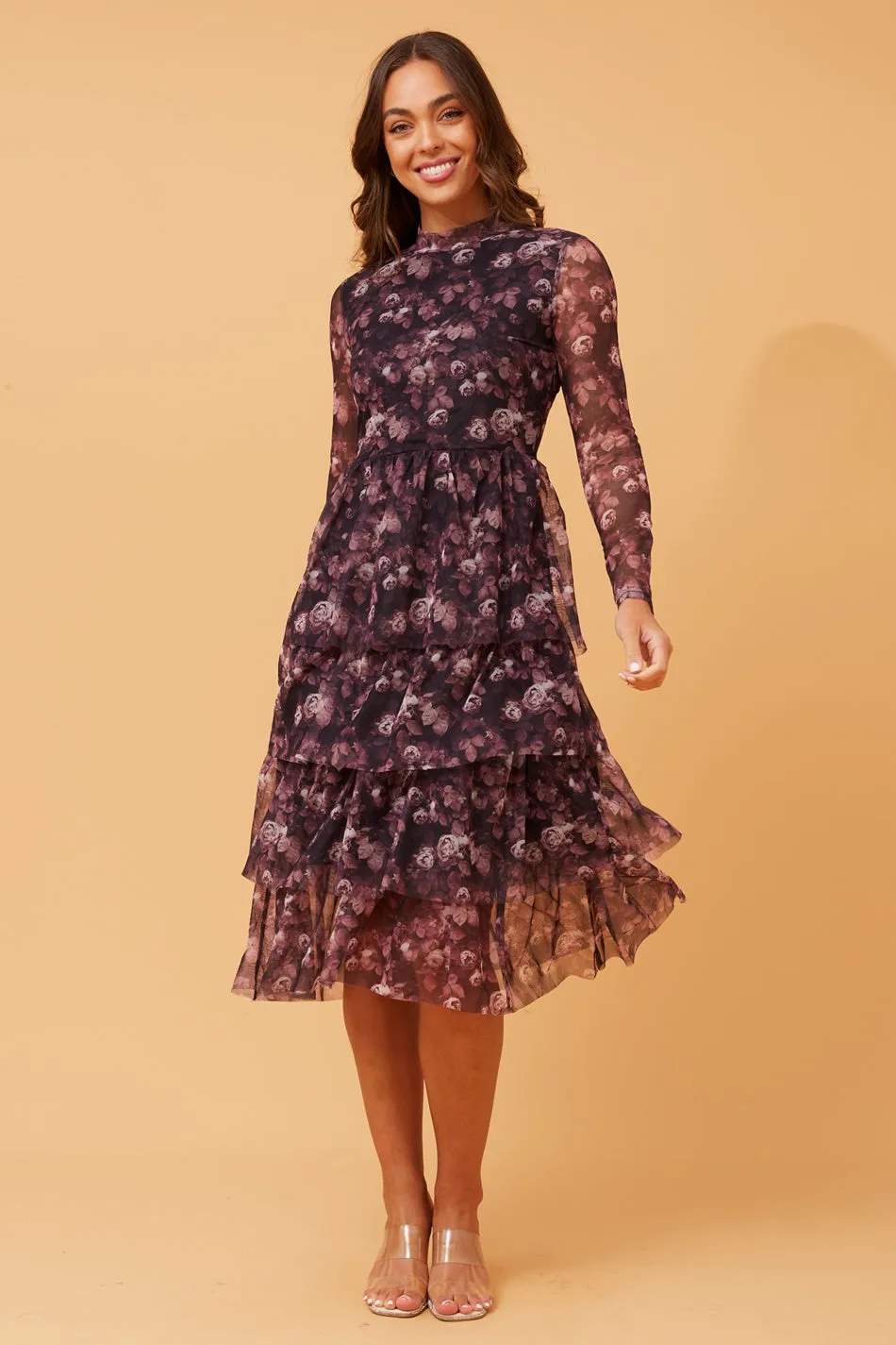 AUDRA FLORAL TIERED DRESS