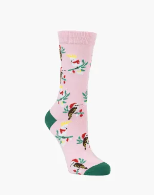 Aussie Xmas Birds Women's Bamboo Crew Socks