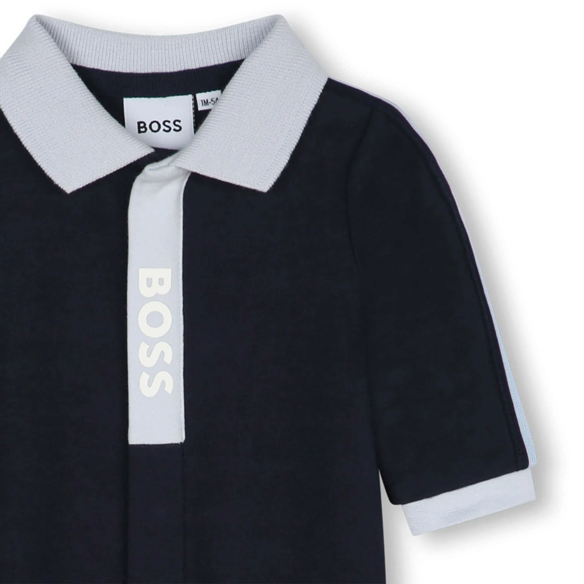 Baby Boys Navy Logo Cotton Babygrow