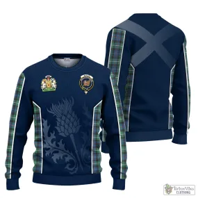 Baillie Ancient Tartan Knitted Sweatshirt with Family Crest and Scottish Thistle Vibes Sport Style