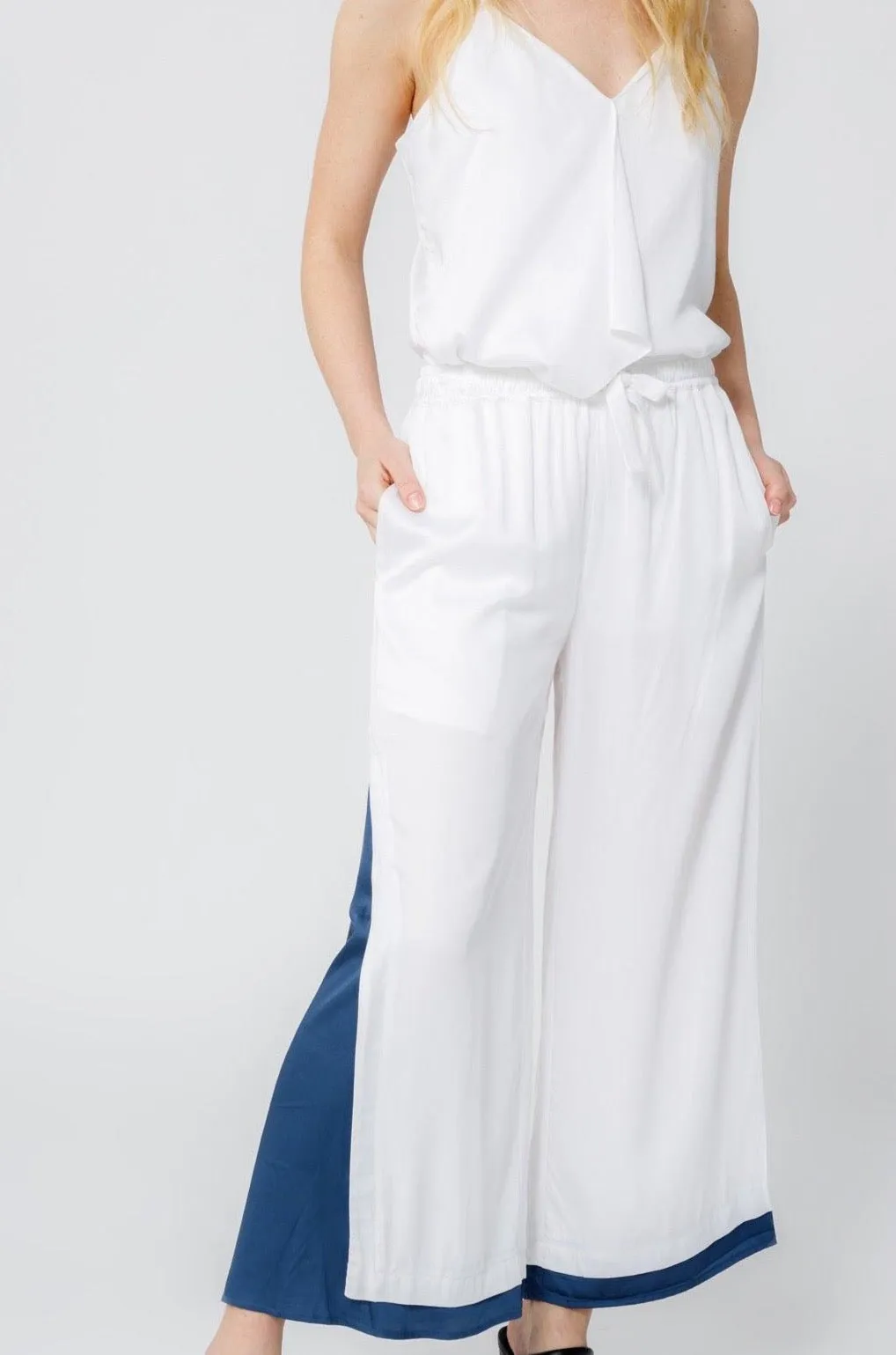 Bamboo Viscose Wide Leg Side Panel Pants