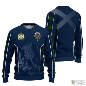 Bannatyne Tartan Knitted Sweatshirt with Family Crest and Scottish Thistle Vibes Sport Style