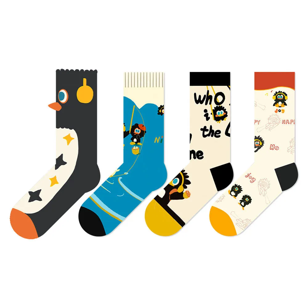 Beligogo Crazy Penguin Crew Socks: Soft, Breathable Socks with Non-Slip Grip for Men & Women