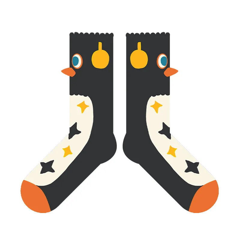 Beligogo Crazy Penguin Crew Socks: Soft, Breathable Socks with Non-Slip Grip for Men & Women