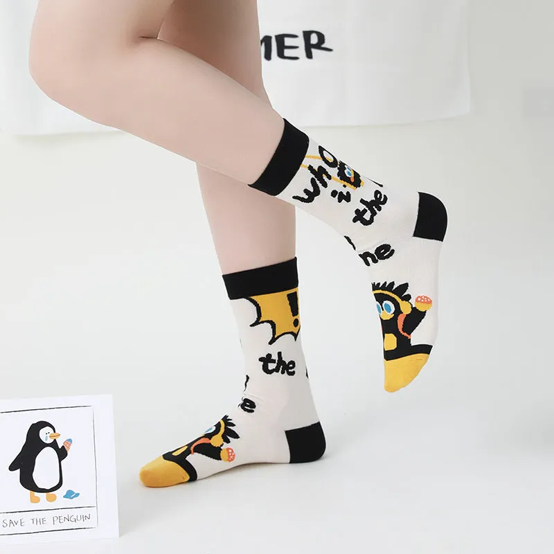 Beligogo Crazy Penguin Crew Socks: Soft, Breathable Socks with Non-Slip Grip for Men & Women