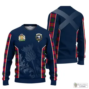 Belshes Tartan Knitted Sweatshirt with Family Crest and Scottish Thistle Vibes Sport Style