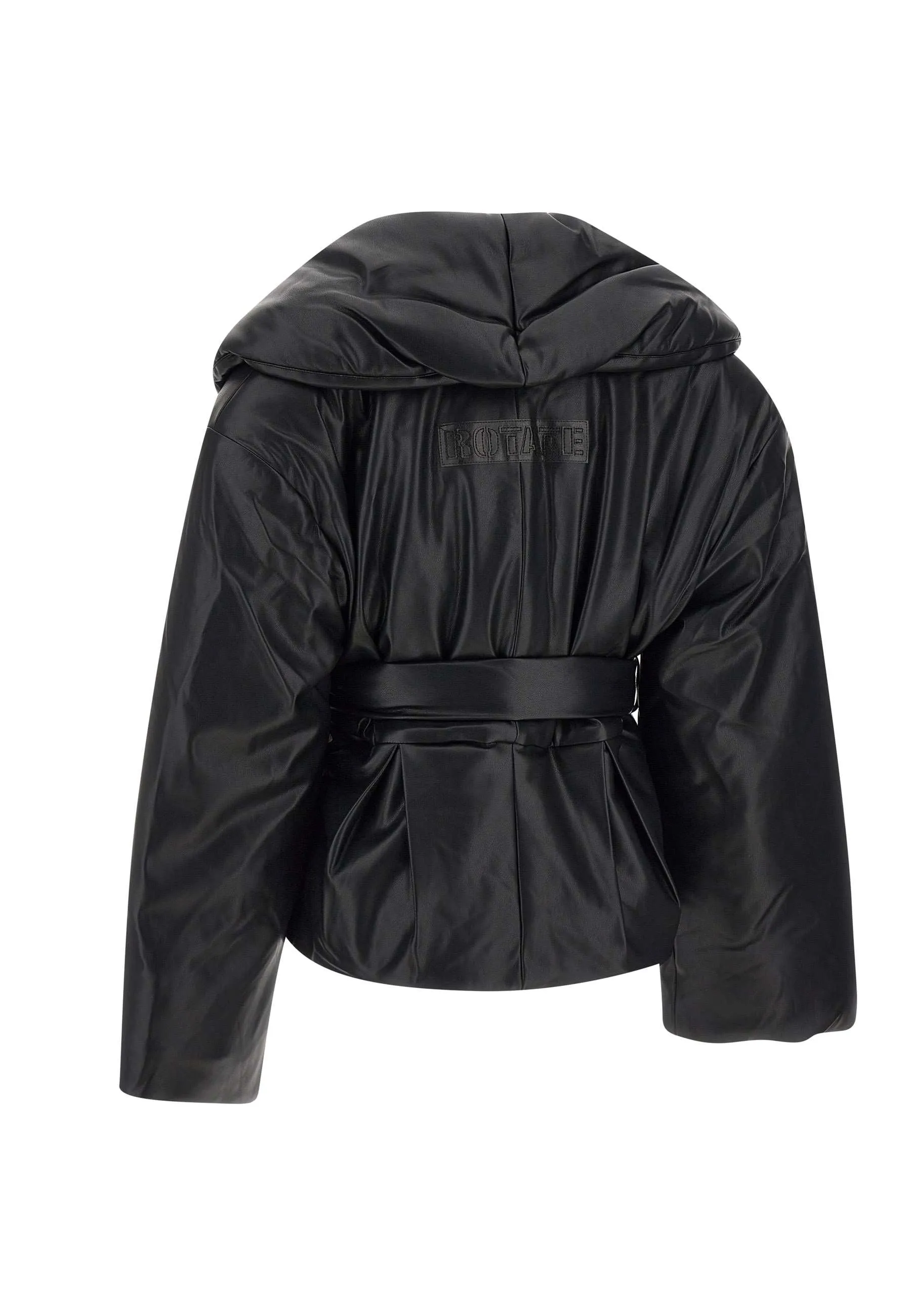 Belted Puffer Women's Jacket in Black