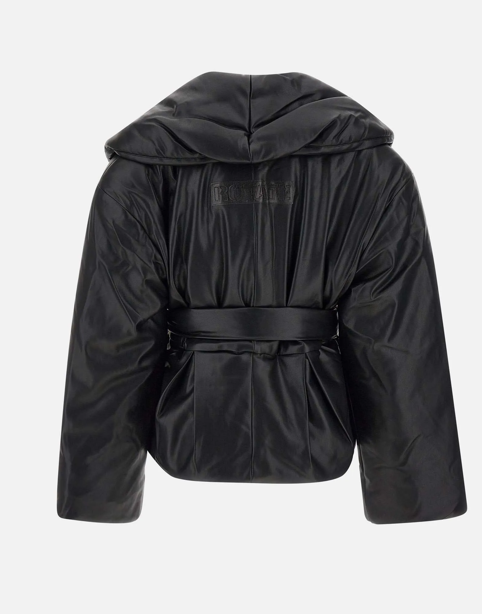 Belted Puffer Women's Jacket in Black