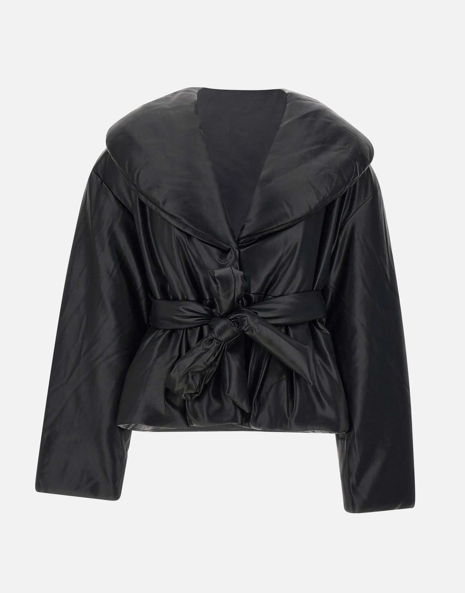 Belted Puffer Women's Jacket in Black