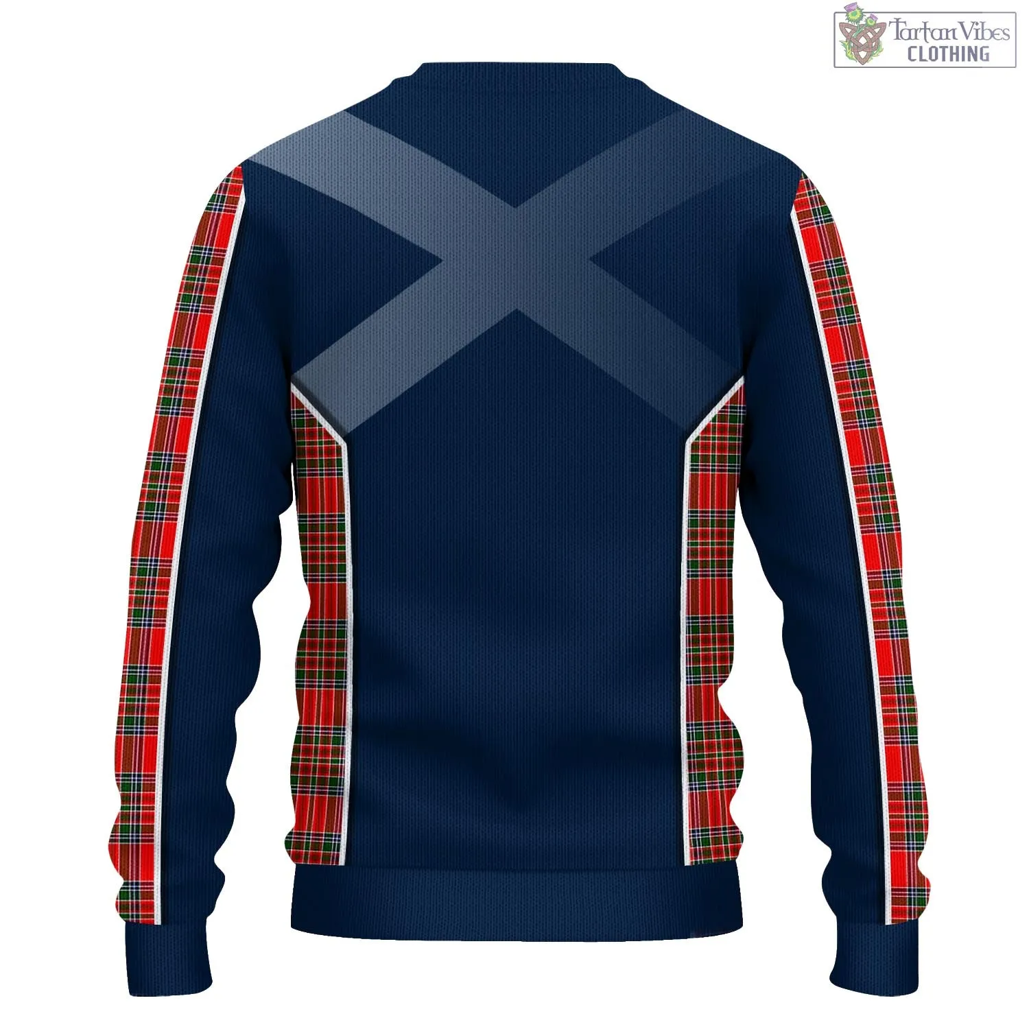 Binning Tartan Knitted Sweatshirt with Family Crest and Scottish Thistle Vibes Sport Style