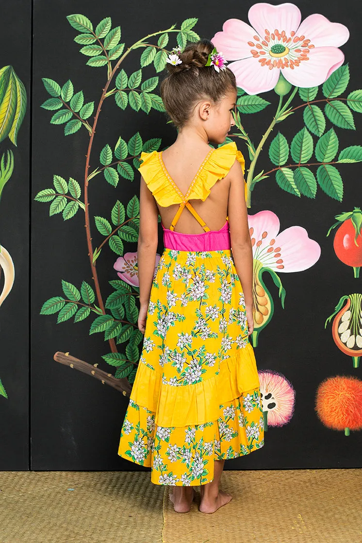 birdie maxi skirt saffron almond blossom