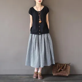 Black and White Plaid Vintage Skirt