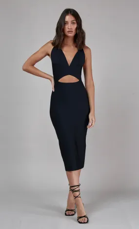 Black Bandage Cut Out Midi Dress