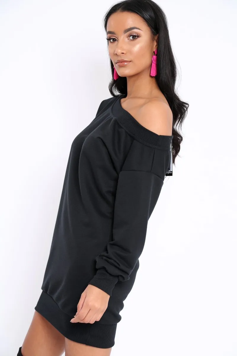 Black Bardot Sweater Dress - Ariel