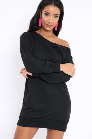 Black Bardot Sweater Dress - Ariel