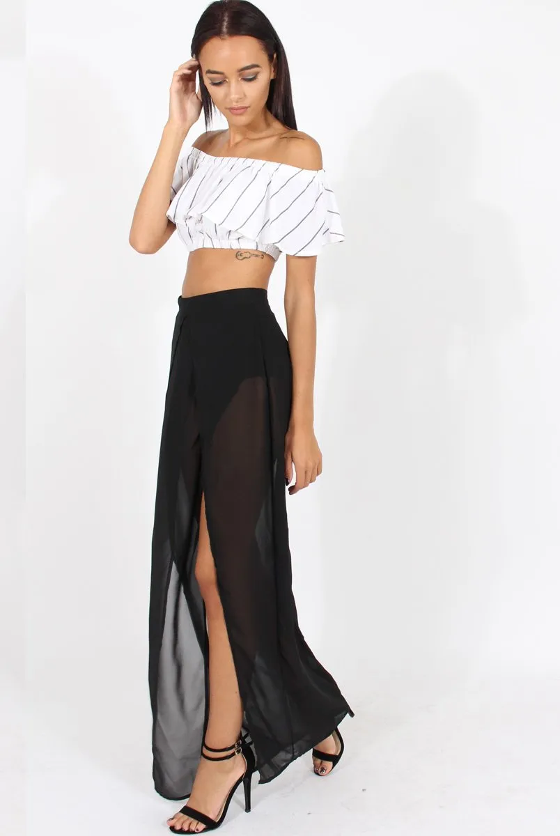 Black High Waisted Sheer Maxi Skirt - Ivy