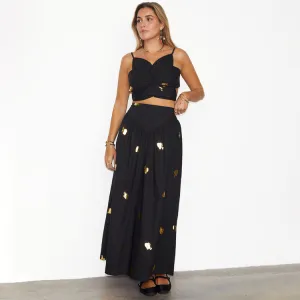 Black Marra Skirt With Gold Fish Fleck