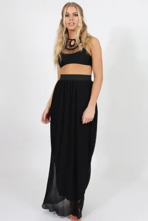 Black Pleated Maxi Skirt - Shanice