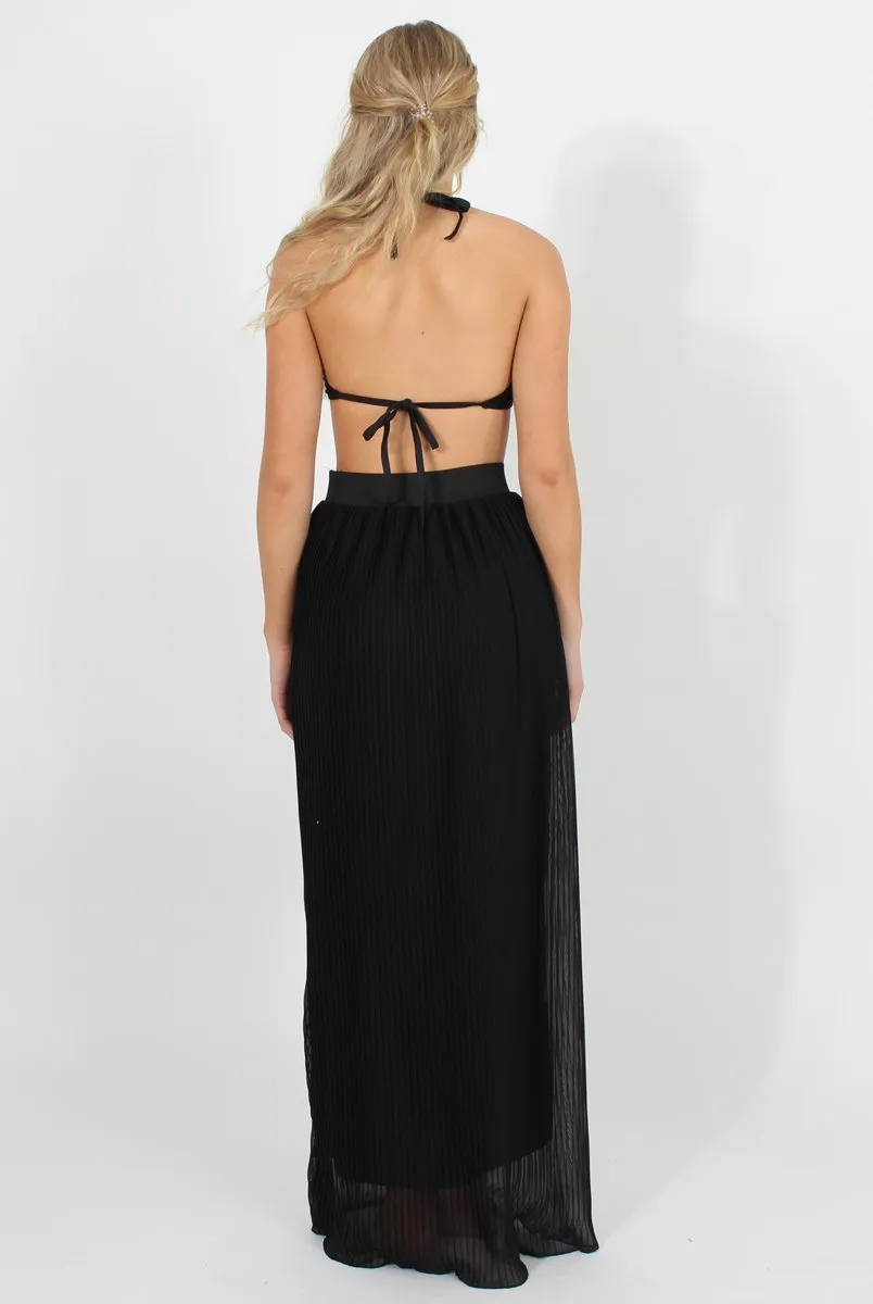 Black Pleated Maxi Skirt - Shanice