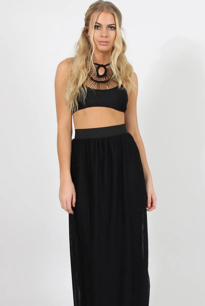 Black Pleated Maxi Skirt - Shanice