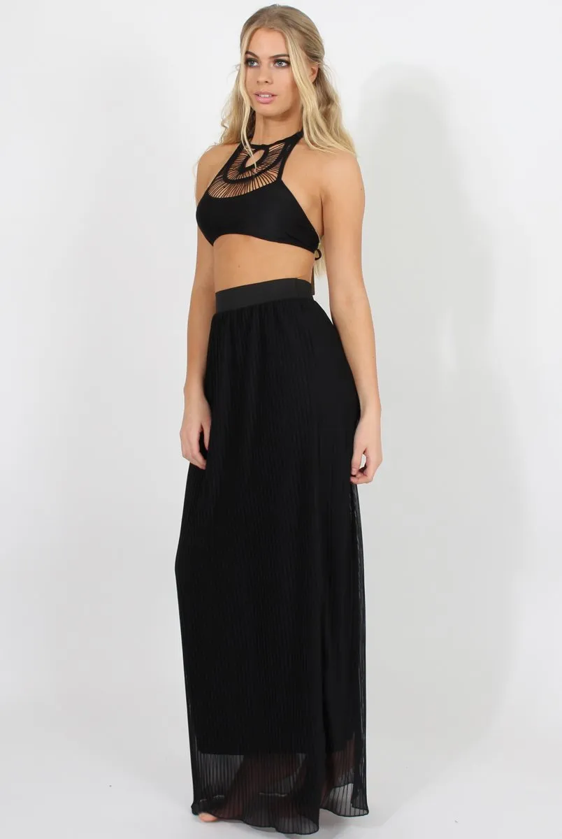 Black Pleated Maxi Skirt - Shanice