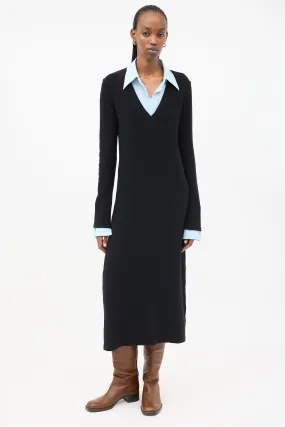 Black Wool & Cashmere Midi Sweater Dress