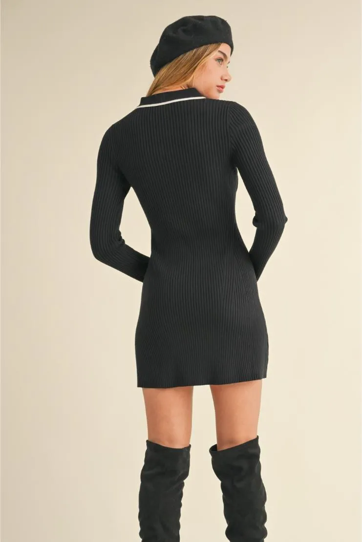 Blair Knit Bow Collared Mini Dress