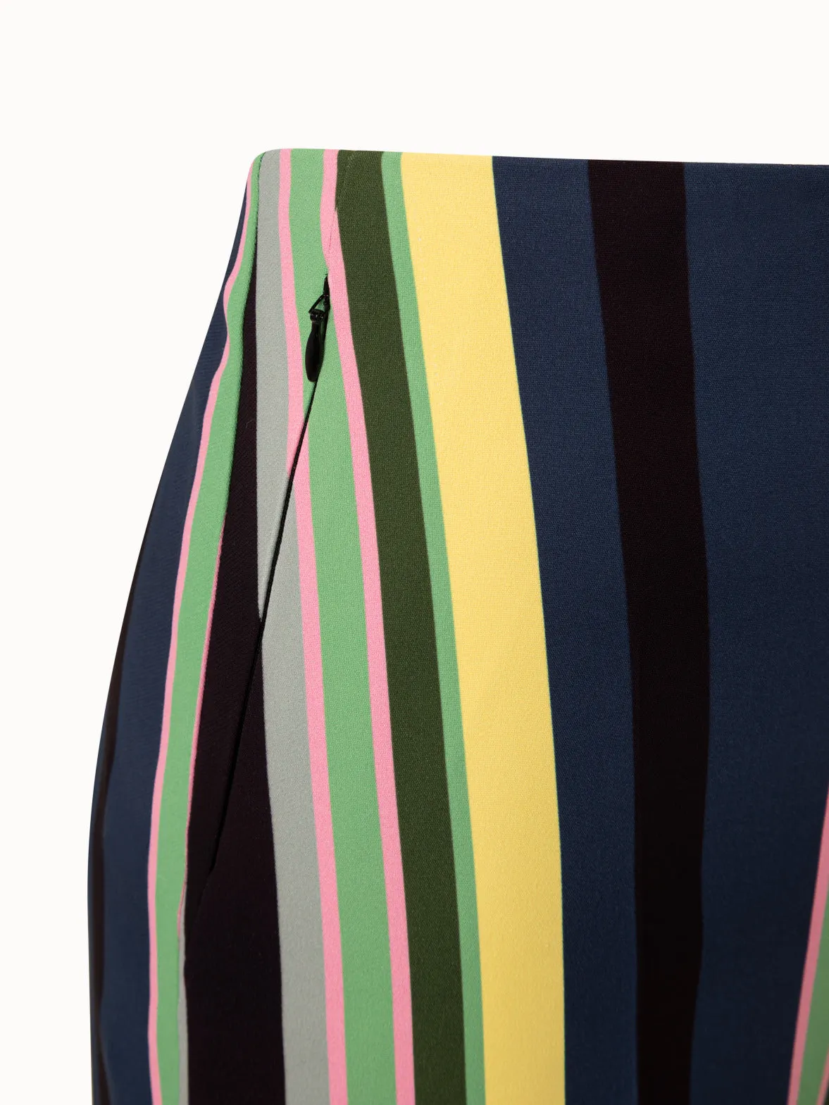 Bootcut Pants with Polychromatic Stripes Print