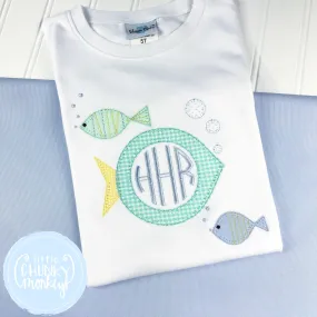 Boy Shirt - Applique Stacked Fish Trio