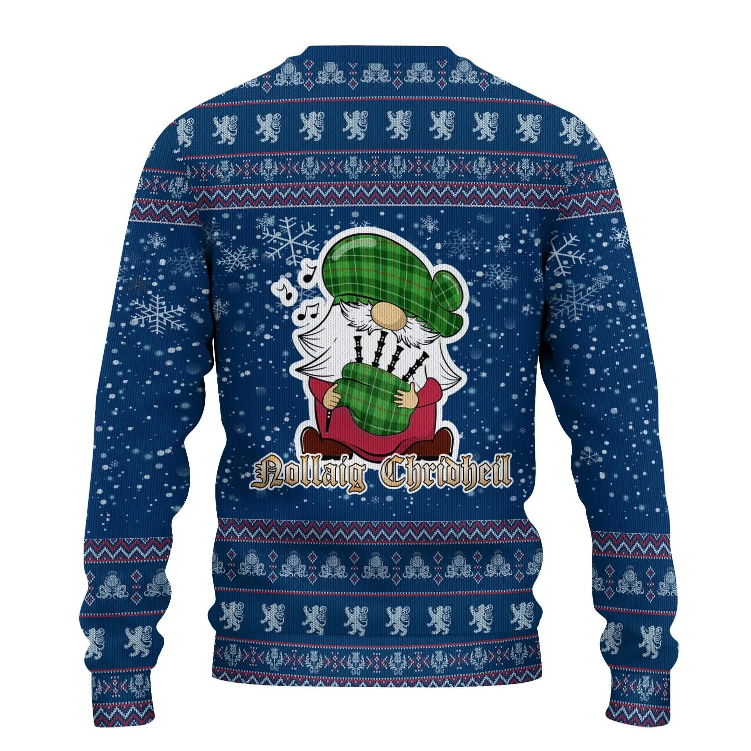 Boyle Clan Christmas Family Ugly Sweater with Funny Gnome Playing Bagpipes