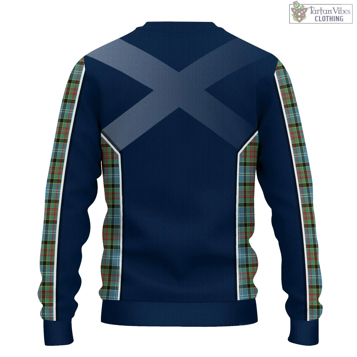 Brisbane Tartan Knitted Sweatshirt with Family Crest and Scottish Thistle Vibes Sport Style